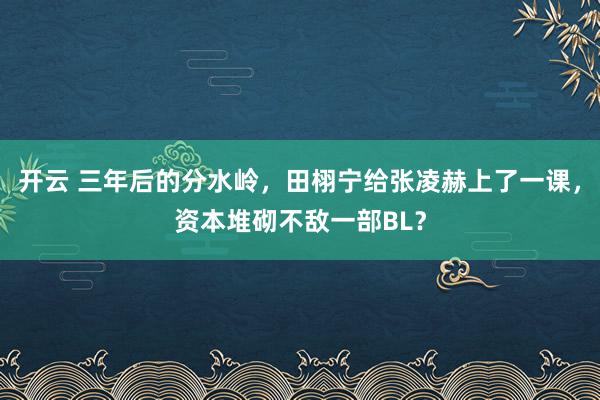 开云 三年后的分水岭，田栩宁给张凌赫上了一课，资本堆砌不敌一部BL？