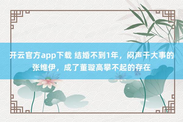开云官方app下载 结婚不到1年，闷声干大事的张维伊，成了董璇高攀不起的存在