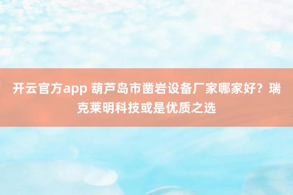 开云官方app 葫芦岛市凿岩设备厂家哪家好？瑞克莱明科技或是优质之选