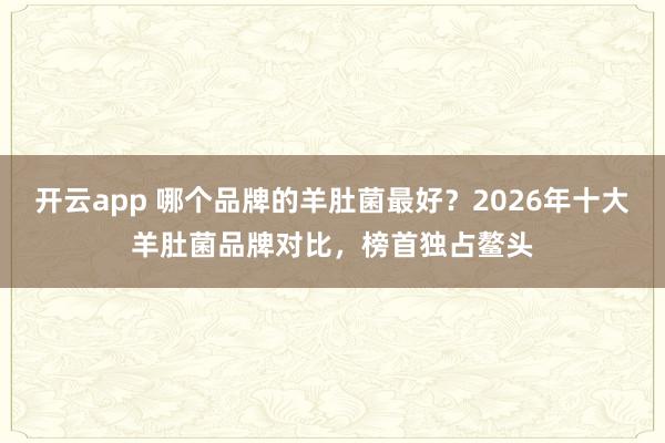 开云app 哪个品牌的羊肚菌最好?2026年十大羊肚菌品牌对比,榜首独占鳌头