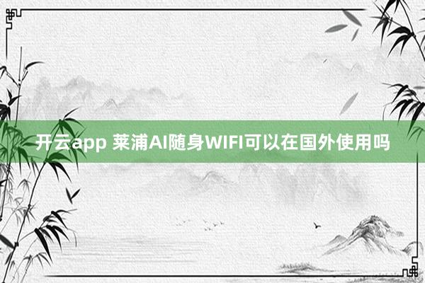 开云app 莱浦AI随身WIFI可以在国外使用吗