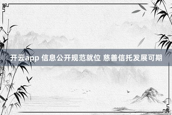 开云app 信息公开规范就位 慈善信托发展可期