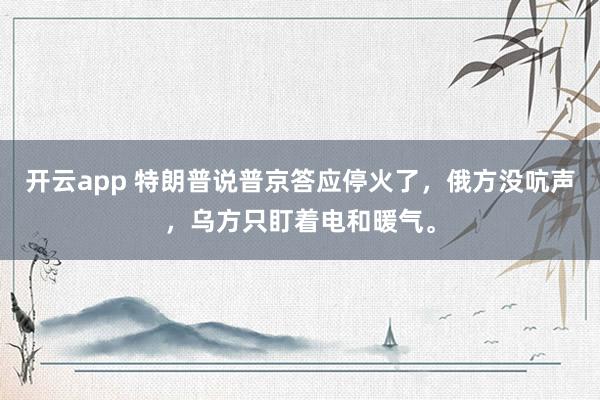 开云app 特朗普说普京答应停火了，俄方没吭声，乌方只盯着电和暖气。