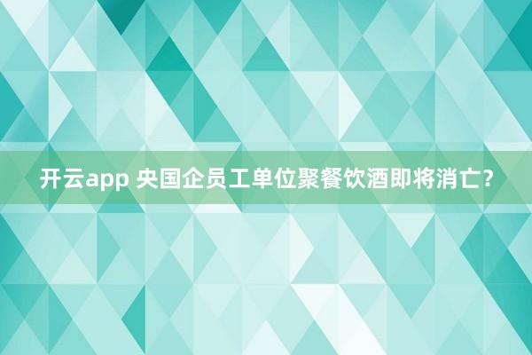 开云app 央国企员工单位聚餐饮酒即将消亡？