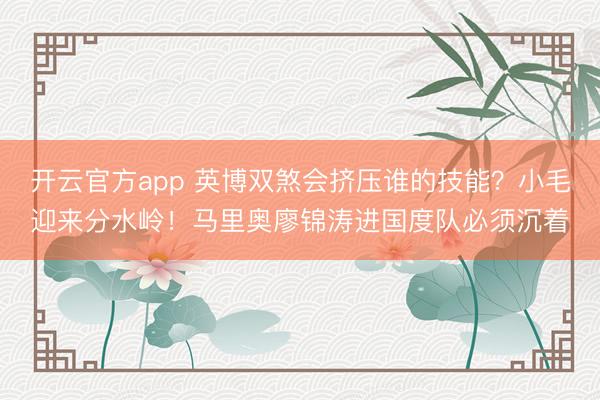 开云官方app 英博双煞会挤压谁的技能？小毛迎来分水岭！马里奥廖锦涛进国度队必须沉着